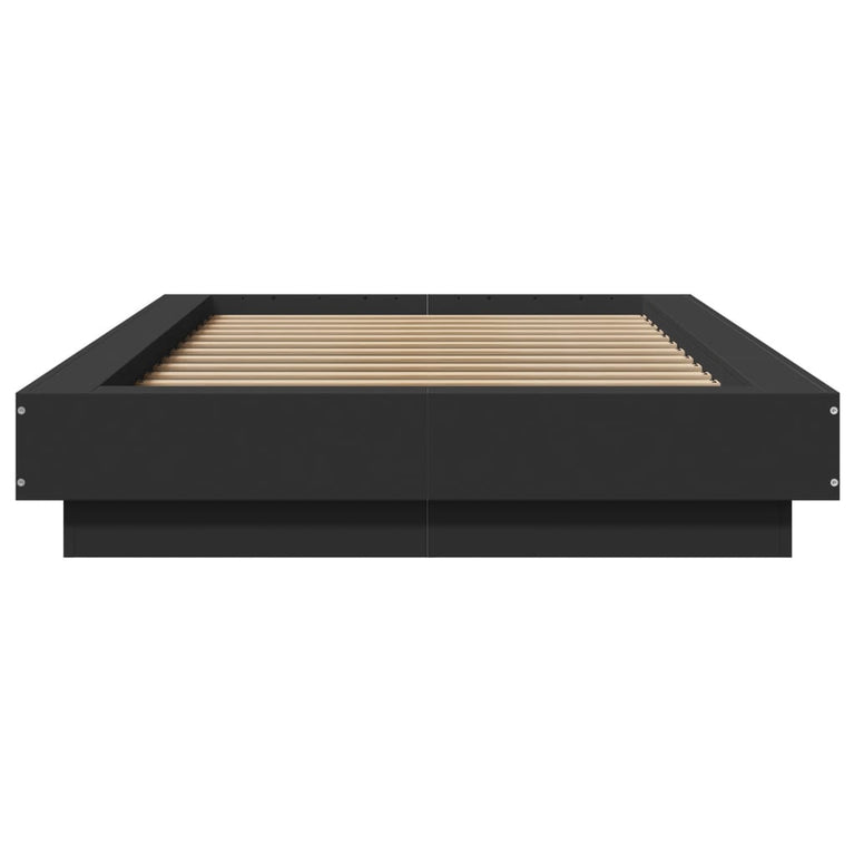 Bedframe met LED-verlichting bewerkt hout zwart 90x200 cm