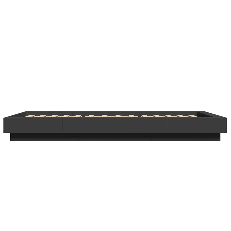 Bedframe met LED-verlichting bewerkt hout zwart 90x200 cm