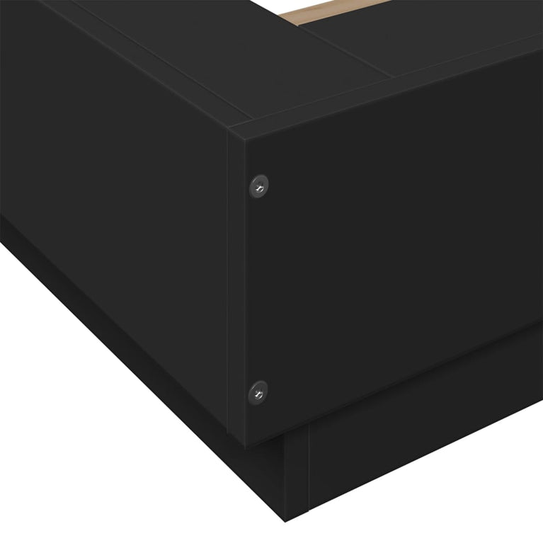 Bedframe met LED-verlichting bewerkt hout zwart 90x200 cm
