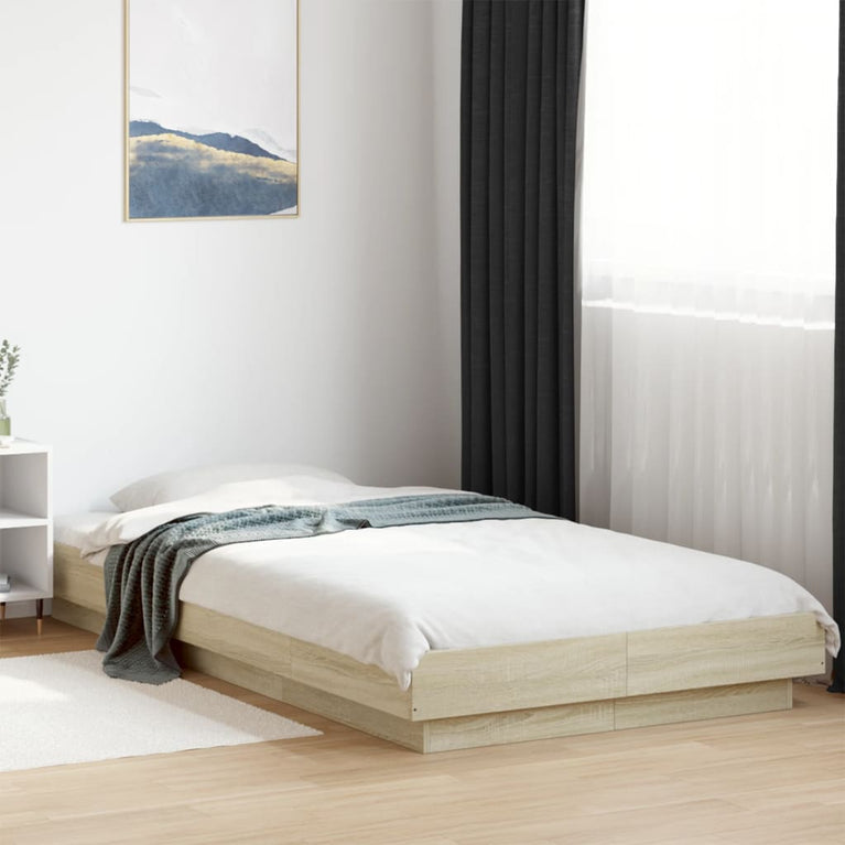 Bedframe met LED-verlichting sonoma eikenkleurig 90x200 cm