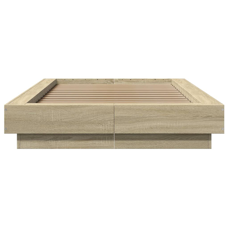 Bedframe met LED-verlichting sonoma eikenkleurig 90x200 cm