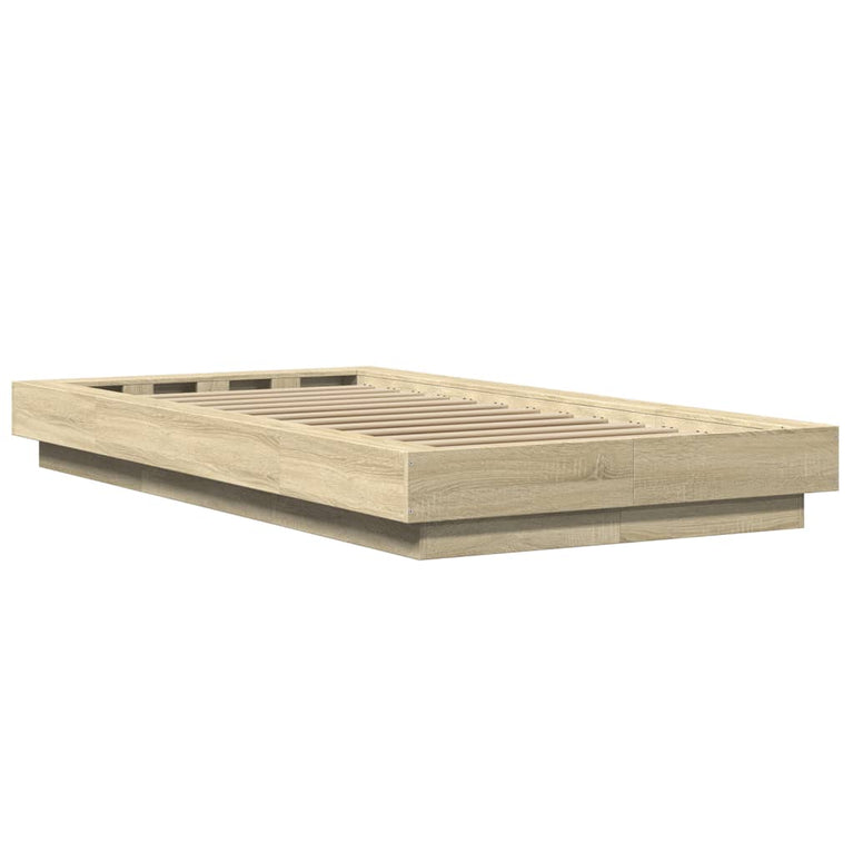Bedframe met LED-verlichting sonoma eikenkleurig 90x200 cm