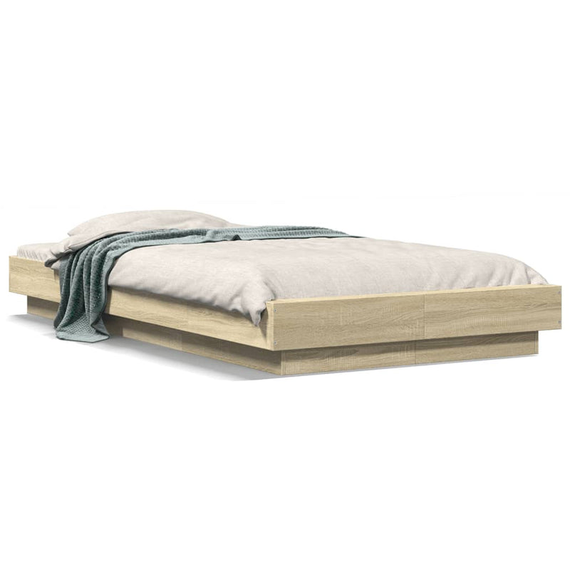 Bedframe met LED-verlichting sonoma eikenkleurig 90x200 cm