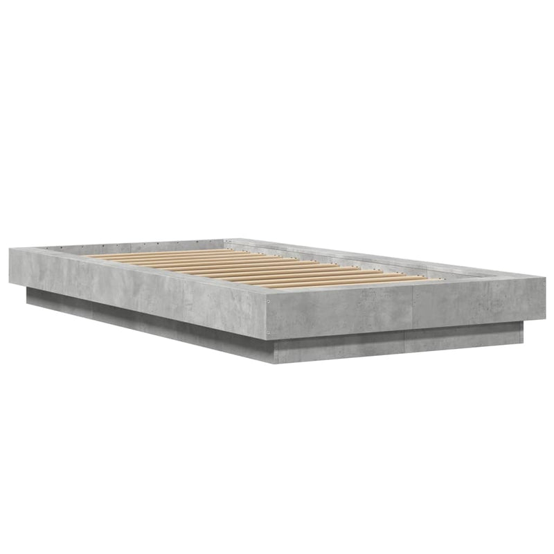 Bedframe met LED-verlichting bewerkt hout betongrijs 90x200 cm