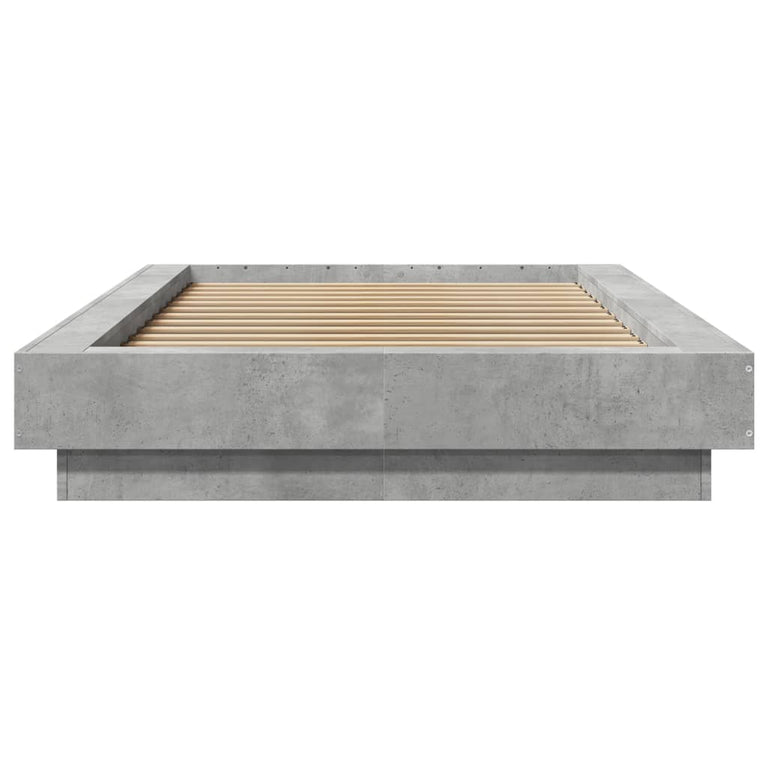 Bedframe met LED-verlichting bewerkt hout betongrijs 90x200 cm