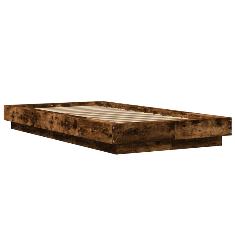 Bedframe met LED-verlichting gerookt eikenkleurig 90x200 cm