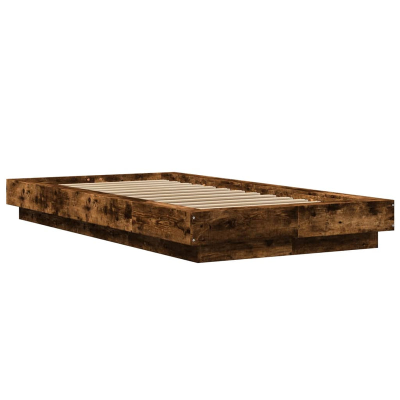 Bedframe met LED-verlichting gerookt eikenkleurig 90x200 cm