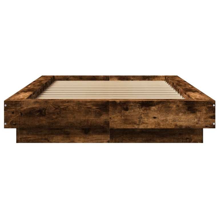 Bedframe met LED-verlichting gerookt eikenkleurig 90x200 cm