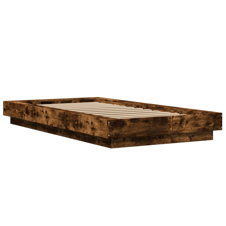 Bedframe met LED-verlichting gerookt eikenkleurig 90x200 cm