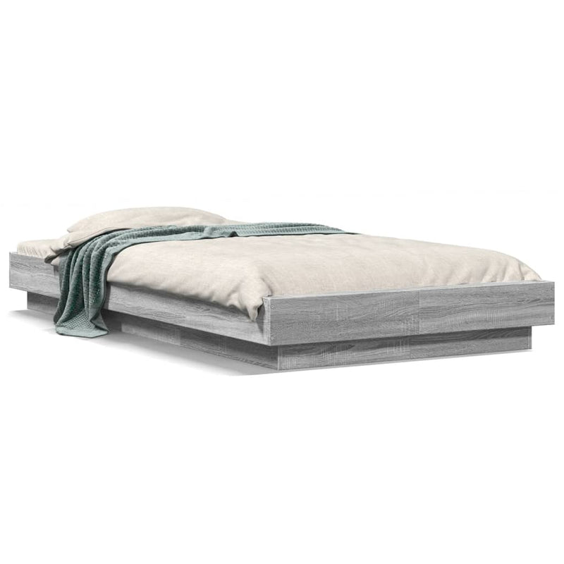 Bedframe met LED-verlichting grijs sonoma eikenkleurig 90x200cm