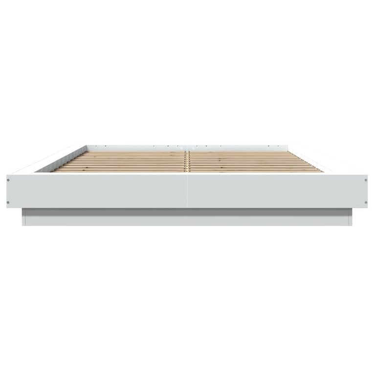 Bedframe met LED-verlichting bewerkt hout wit 140x190 cm