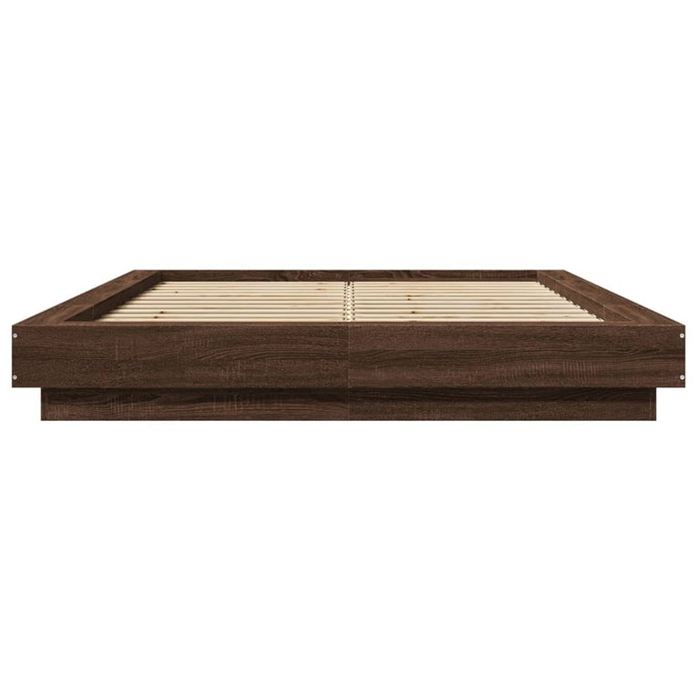 Bedframe met LED-verlichting bruin eikenkleurig 140x190 cm