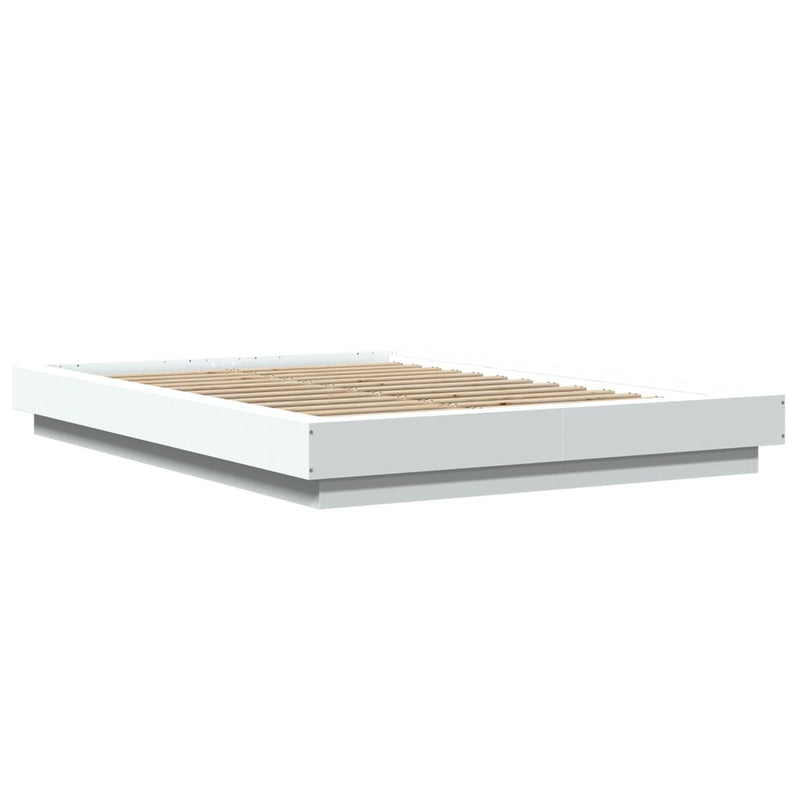 Bedframe met LED-verlichting bewerkt hout wit 120x190 cm