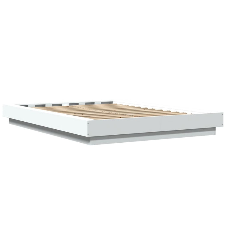 Bedframe met LED-verlichting bewerkt hout wit 120x190 cm