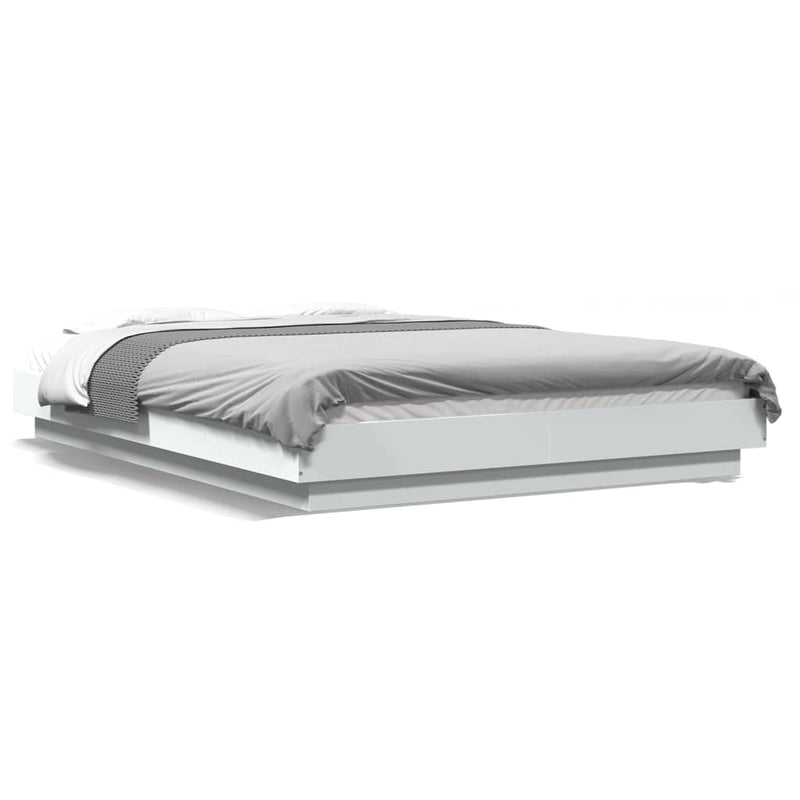 Bedframe met LED-verlichting bewerkt hout wit 120x190 cm
