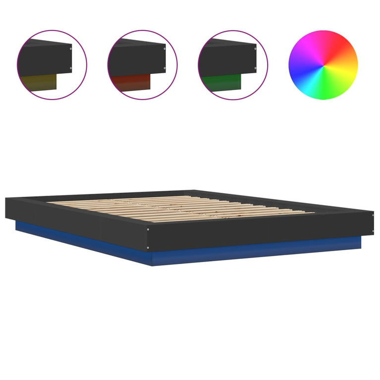 Bedframe met LED-verlichting bruin eikenkleurig 120x190 cm