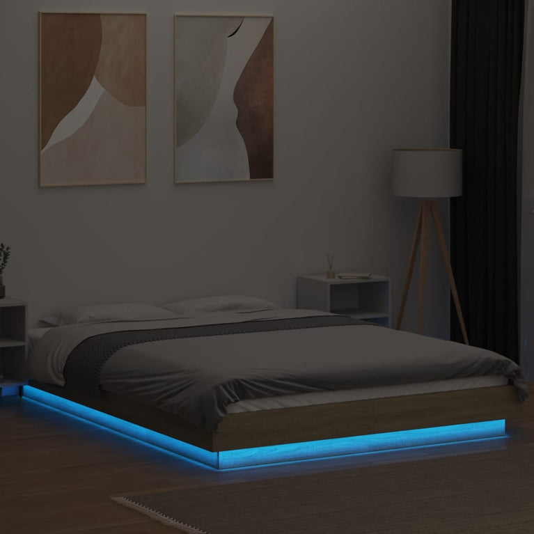 Bedframe met LED-verlichting sonoma eikenkleurig 120x190 cm