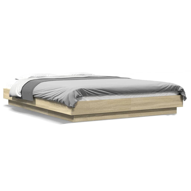 Bedframe met LED-verlichting sonoma eikenkleurig 120x190 cm