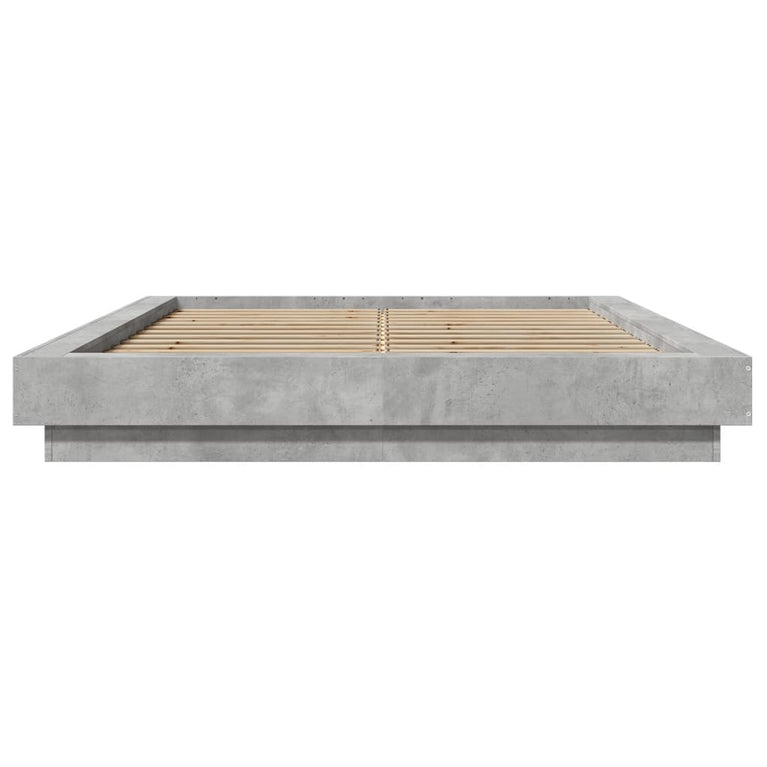 Bedframe met LED-verlichting bewerkt hout betongrijs 120x190 cm