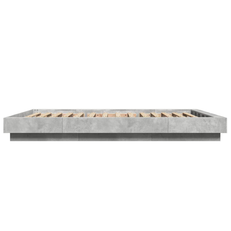 Bedframe met LED-verlichting bewerkt hout betongrijs 120x190 cm
