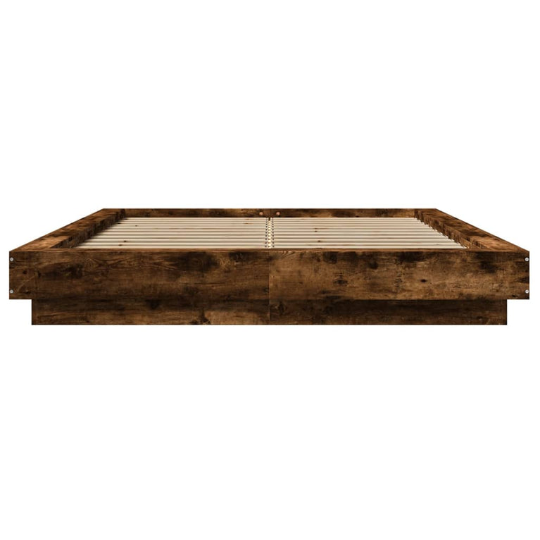 Bedframe met LED-verlichting gerookt eikenkleurig 120x190 cm