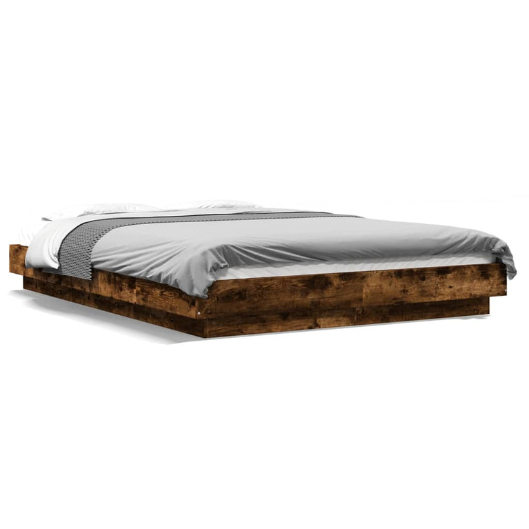 Bedframe met LED-verlichting gerookt eikenkleurig 120x190 cm