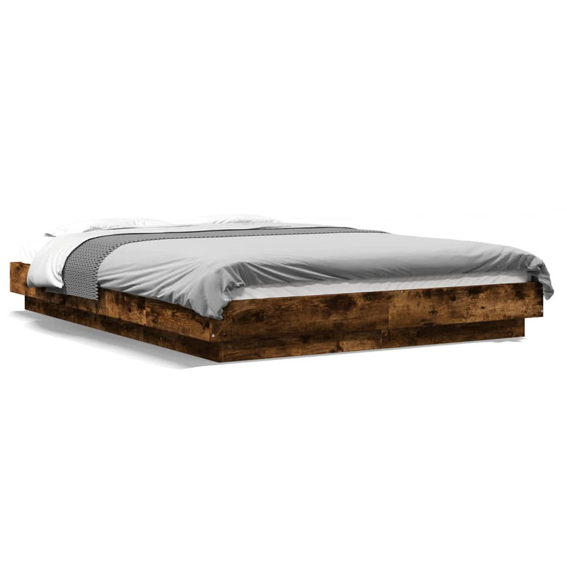 Bedframe met LED-verlichting gerookt eikenkleurig 120x190 cm
