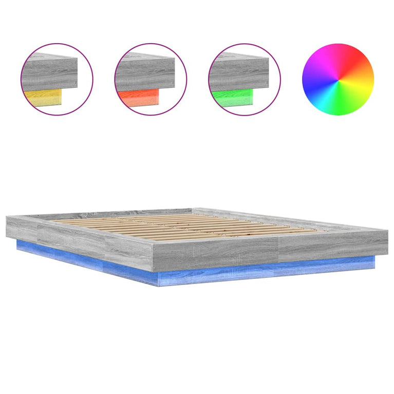 Bedframe met LED-verlichting grijs sonoma eiken 120x190 cm