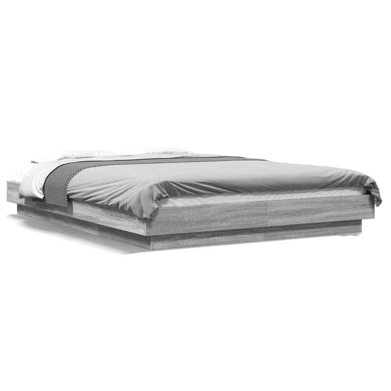 Bedframe met LED-verlichting grijs sonoma eiken 120x190 cm