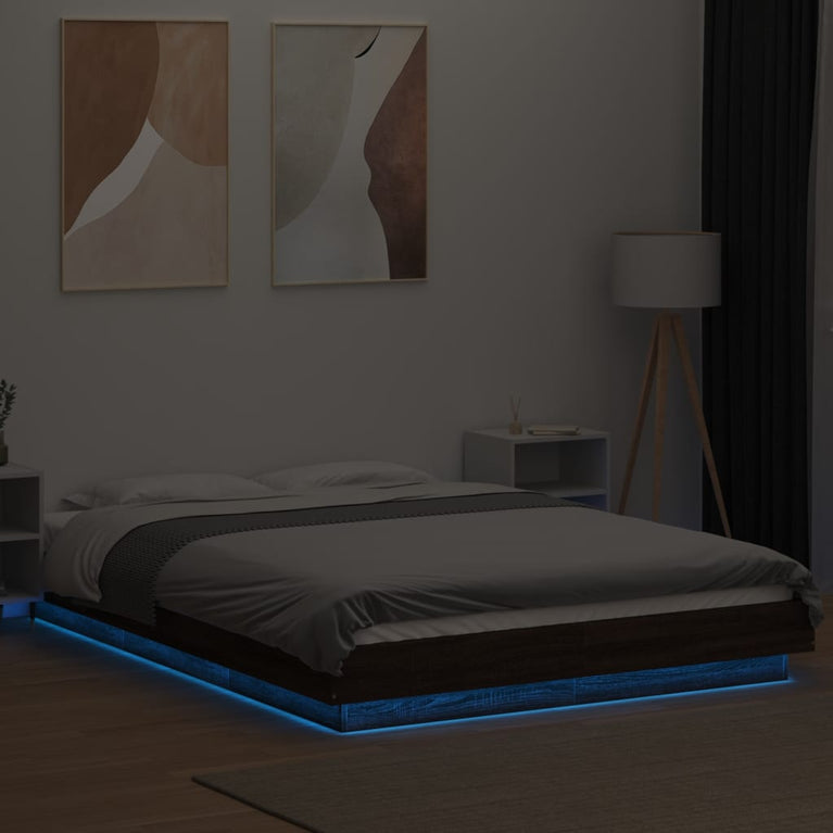 Bedframe met LED-verlichting bruin eikenkleurig 120x190 cm