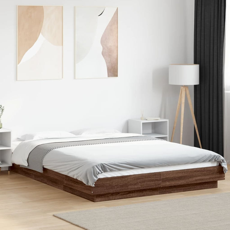 Bedframe met LED-verlichting bruin eikenkleurig 120x190 cm