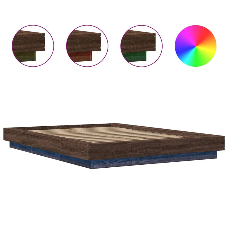 Bedframe met LED-verlichting bruin eikenkleurig 120x190 cm
