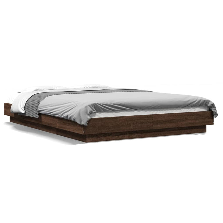 Bedframe met LED-verlichting bruin eikenkleurig 120x190 cm
