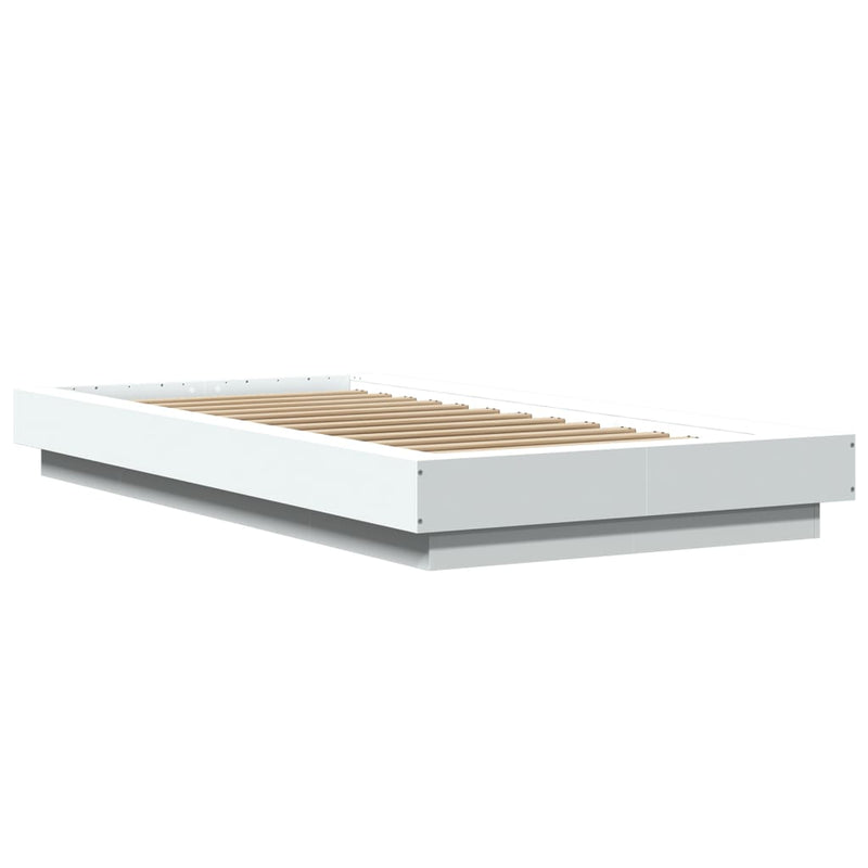 Bedframe met LED-verlichting bewerkt hout wit 75x190 cm