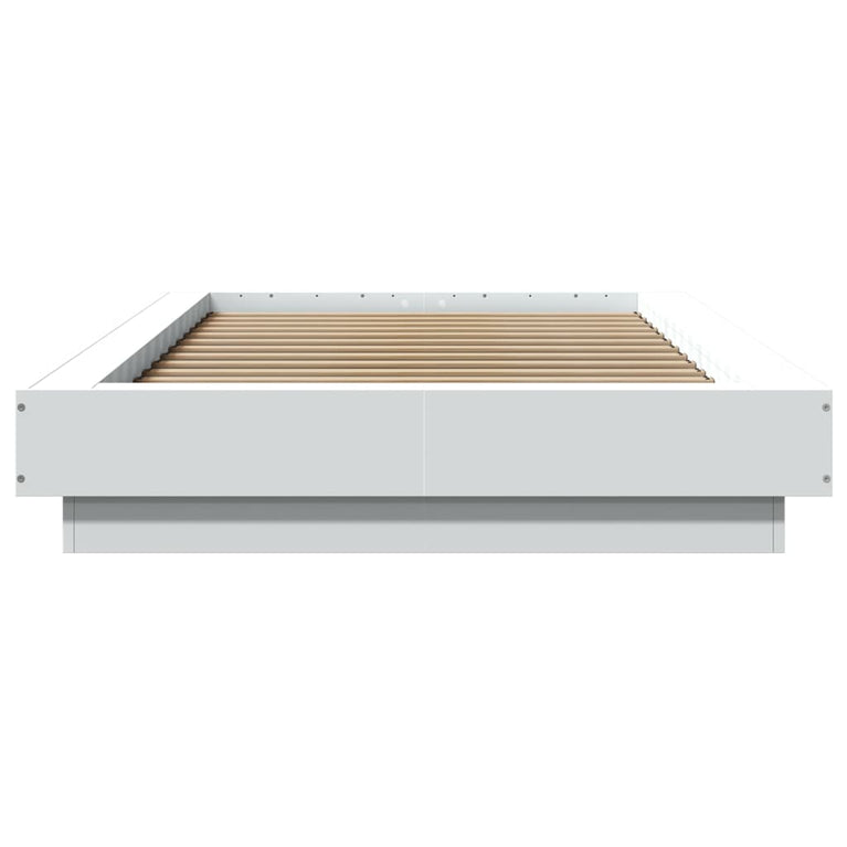 Bedframe met LED-verlichting bewerkt hout wit 75x190 cm