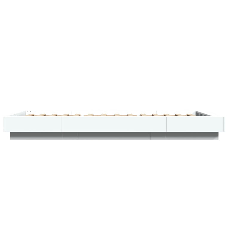 Bedframe met LED-verlichting bewerkt hout wit 75x190 cm