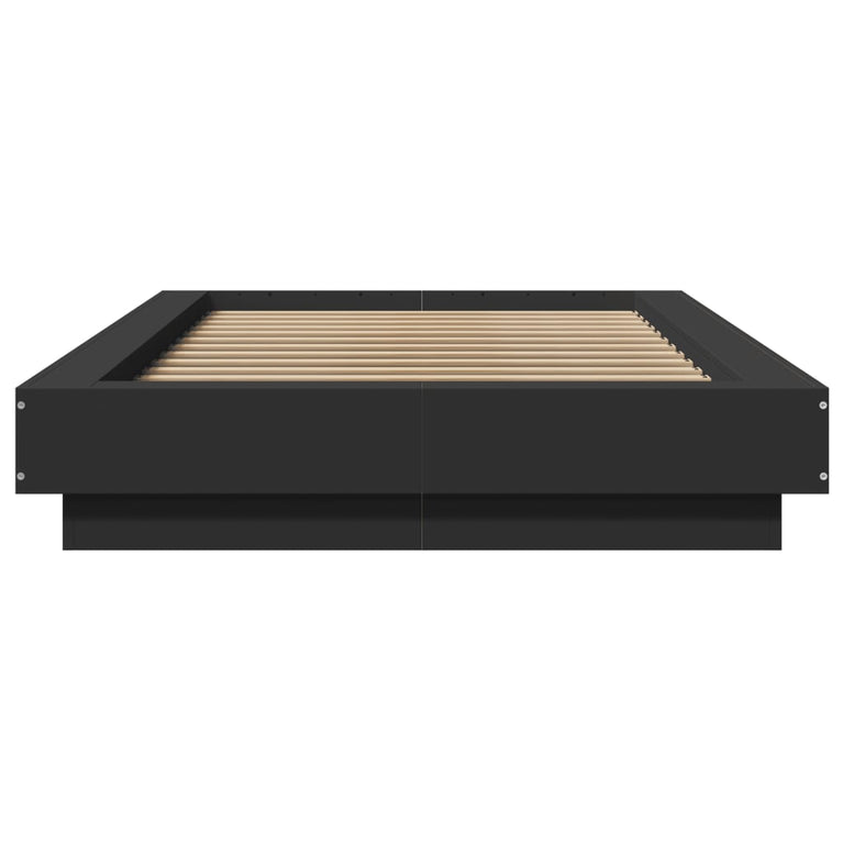 Bedframe met LED-verlichting bewerkt hout zwart 75x190 cm