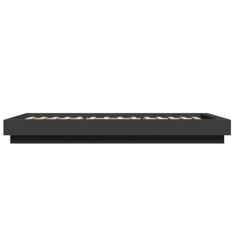 Bedframe met LED-verlichting bewerkt hout zwart 75x190 cm
