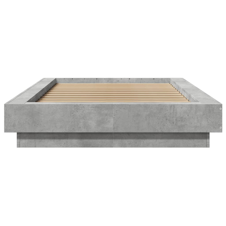 Bedframe met LED-verlichting bewerkt hout betongrijs 75x190 cm