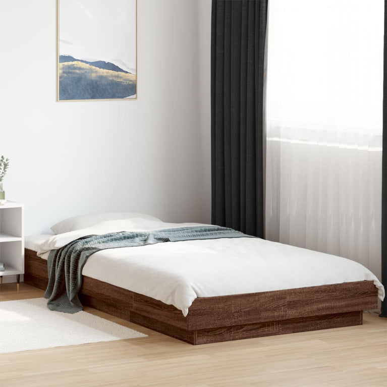 Bedframe met LED-verlichting bruin eikenkleurig 75x190 cm