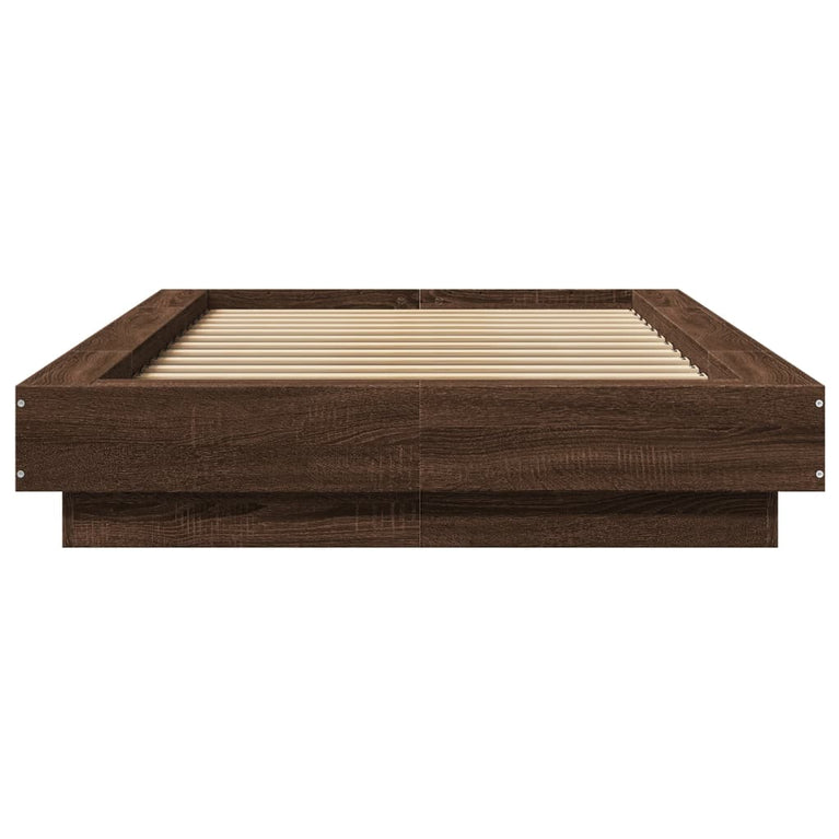 Bedframe met LED-verlichting bruin eikenkleurig 75x190 cm