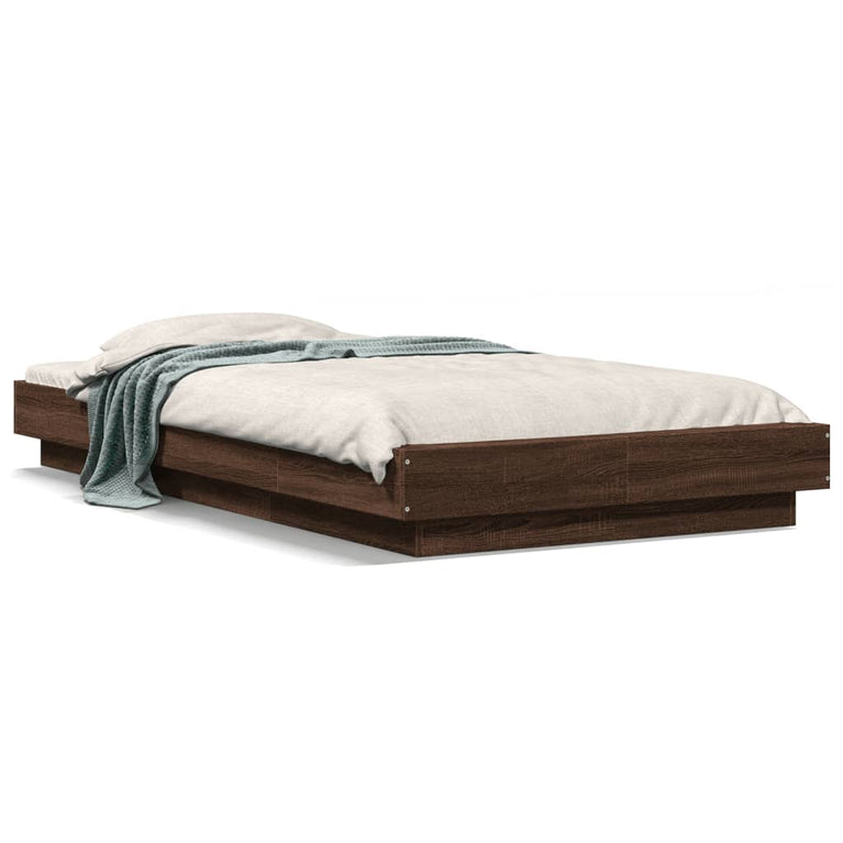 Bedframe met LED-verlichting bruin eikenkleurig 75x190 cm