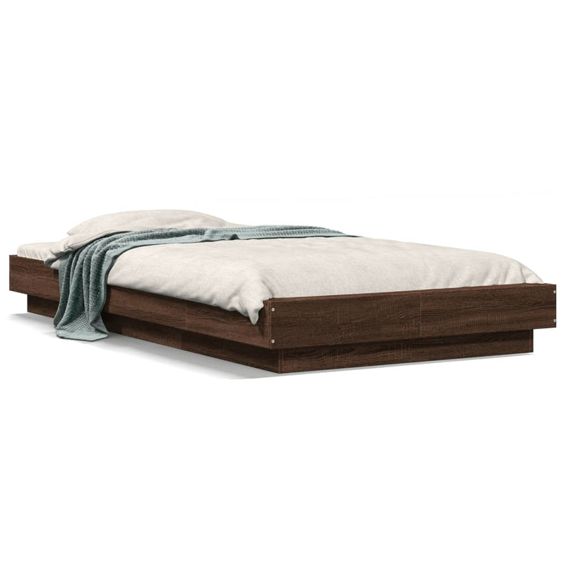 Bedframe met LED-verlichting bruin eikenkleurig 75x190 cm