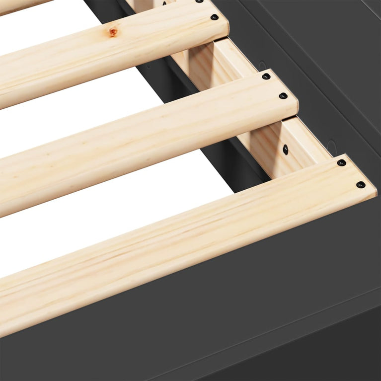Bedframe bewerkt hout zwart 120x200 cm