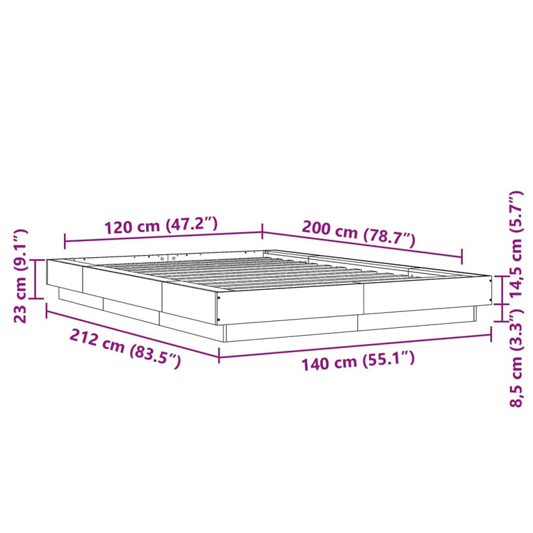 Bedframe bewerkt hout zwart 120x200 cm