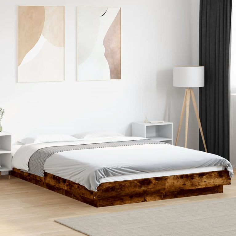 Bedframe bewerkt hout gerookt eikenkleurig 120x200 cm