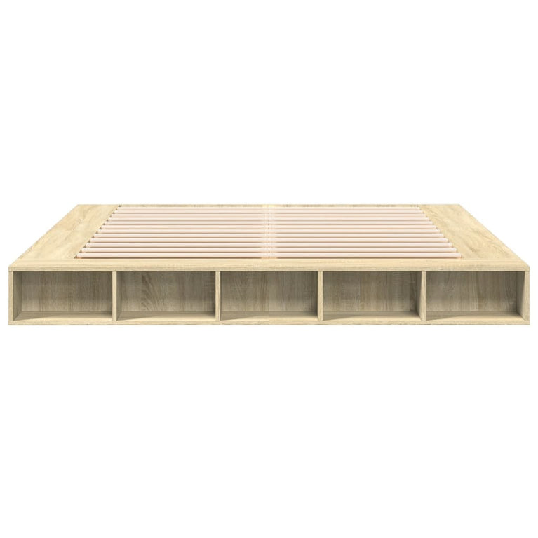 Bedframe bewerkt hout sonoma eikenkleurig 200x200 cm