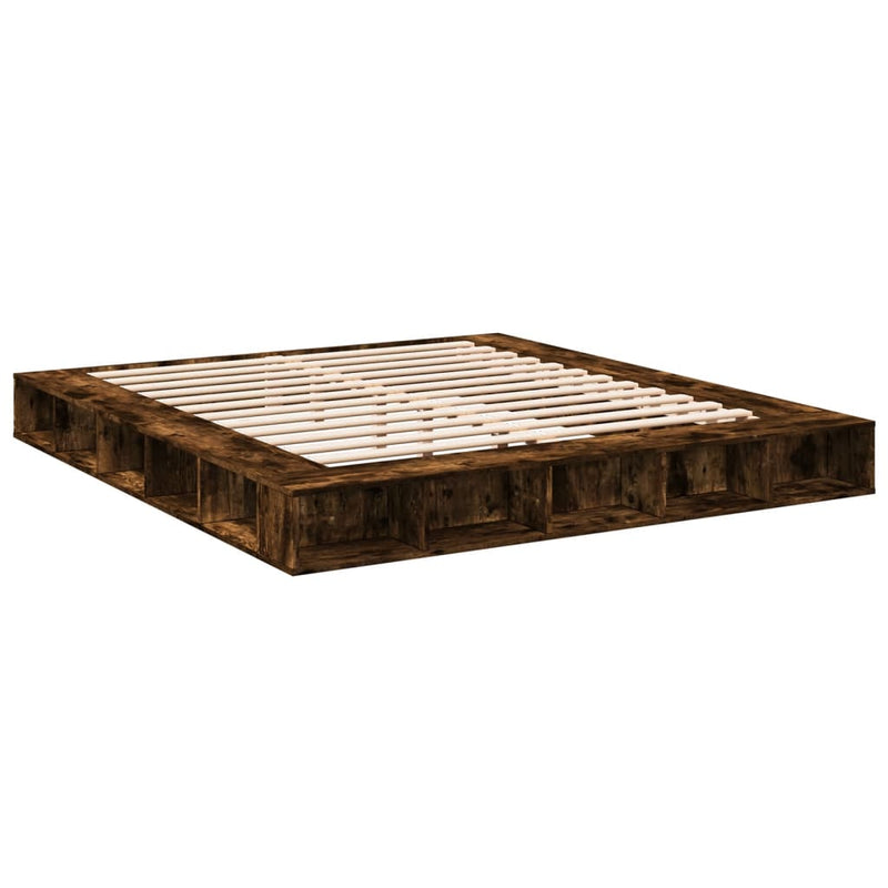 Bedframe bewerkt hout gerookt eikenkleurig 200x200 cm