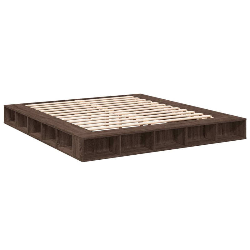 Bedframe bewerkt hout bruin eikenkleur 200x200 cm