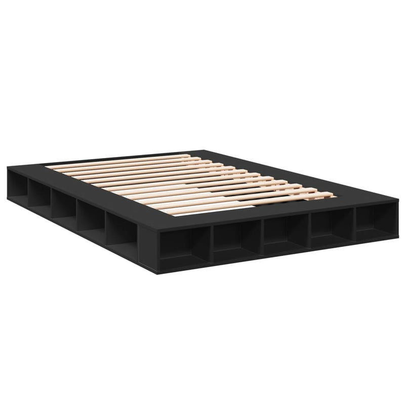 Bedframe bewerkt hout zwart 140x200 cm